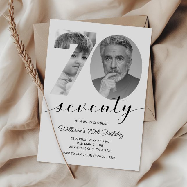Minimalistisch 70. Geburtstag Siebzig Foto Einladung (Von Creator hochgeladen)