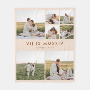 Minimalistisch 7 Couple Foto Collage römische Zahl Fleecedecke