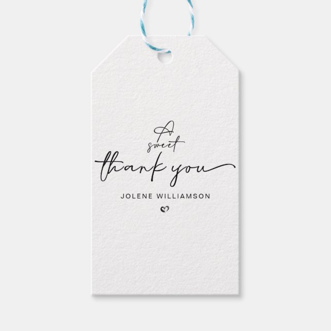 Minimalistisch A Sweet Vielen Dank Script Heart Geschenkanhänger (Vorderseite)
