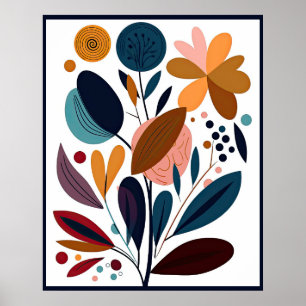 Minimalistisch Abstrakt Boho Floral Poster