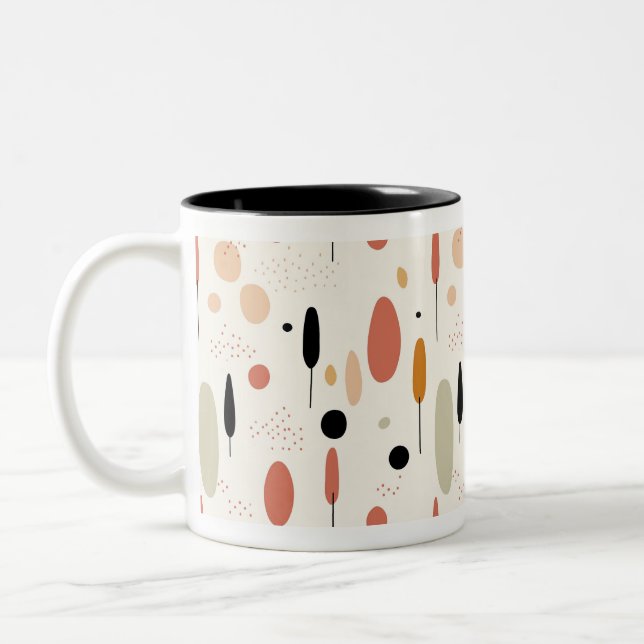 Minimalistisch Abstraktes Boho-Muster Zweifarbige Tasse (Links)