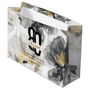 Minimalistisch Achtzig und Elegant Schwarz Gold 80 Große Geschenktüte
