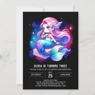 Minimalistisch Adorable Mermaid Geburtstag Einladung