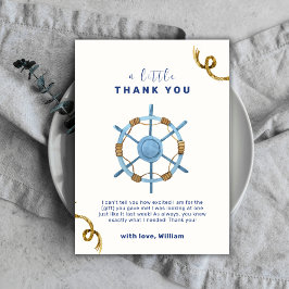 Minimalistisch Ahoy Nautical Boy Babydusche Dankeskarte