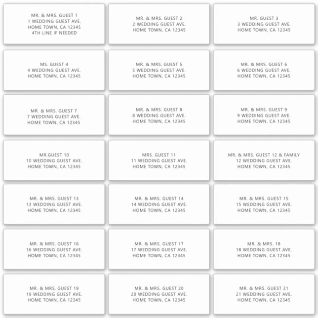 MINIMALISTISCH ALLE CAPS INDIVIDUELLE ADRESSE ETIK AUFKLEBER (Vorderseite)