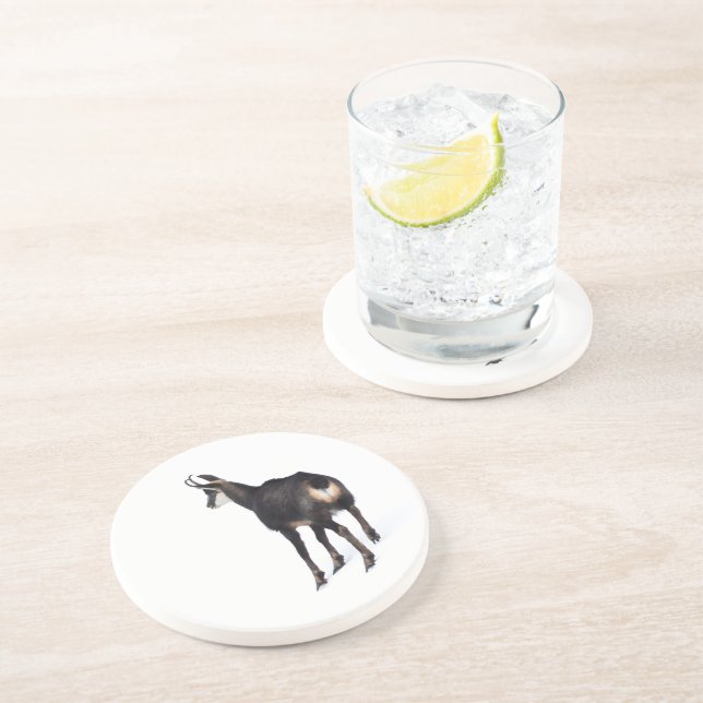Minimalistisch Alpinistisches Gämse Bergziege auf  Getränkeuntersetzer (Seite)