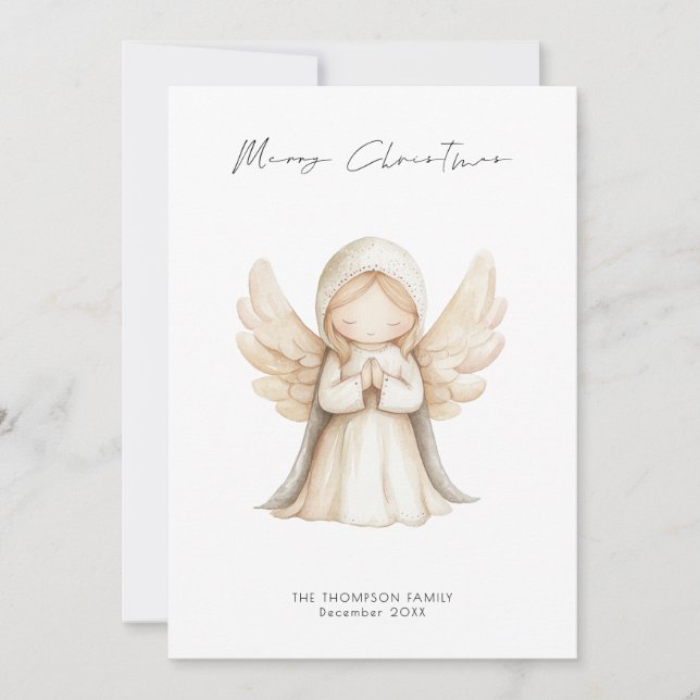 Minimalistisch Angel Script Frohe Weihnachten (Vorderseite)