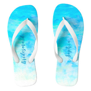 Minimalistisch Aqua Blue Gradient Bridesmaid Gesch Flip Flops