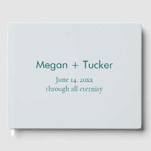 Minimalistisch Aquamarin auf Blue Text-Based Weddi Gästebuch