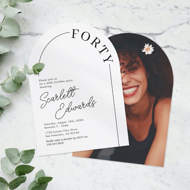 Minimalistisch Arch Adult 40. Geburtstag Einladung (Von Creator hochgeladen)