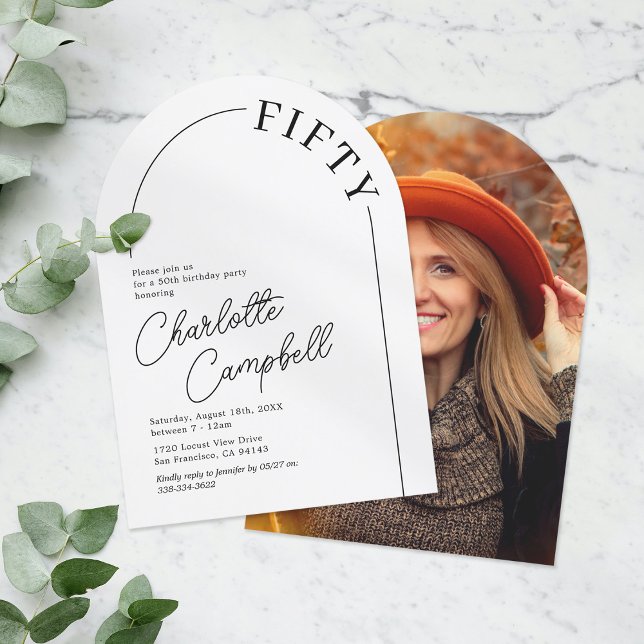 Minimalistisch Arch Adult 50. Geburtstag Einladung (Von Creator hochgeladen)
