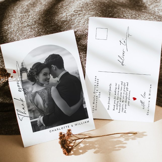 Minimalistisch Arch Foto Wedding Danke Postkarte (Von Creator hochgeladen)