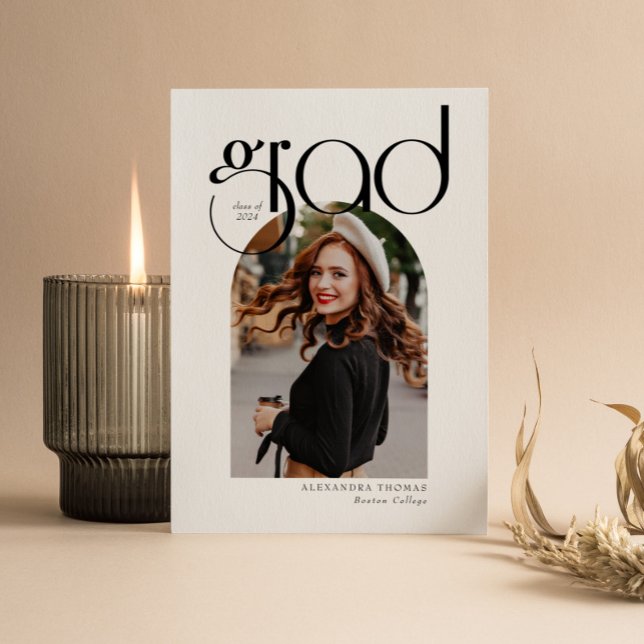 Minimalistisch Arch Modern  Abschluss mit 5 Fotos Einladung (Von Creator hochgeladen)