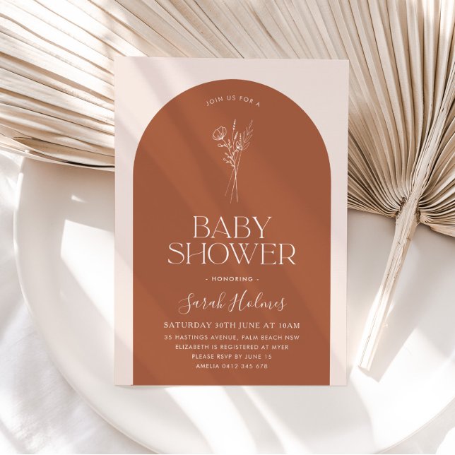 Minimalistisch Arch Terracotta Botanische Babydusc Einladung (Von Creator hochgeladen)