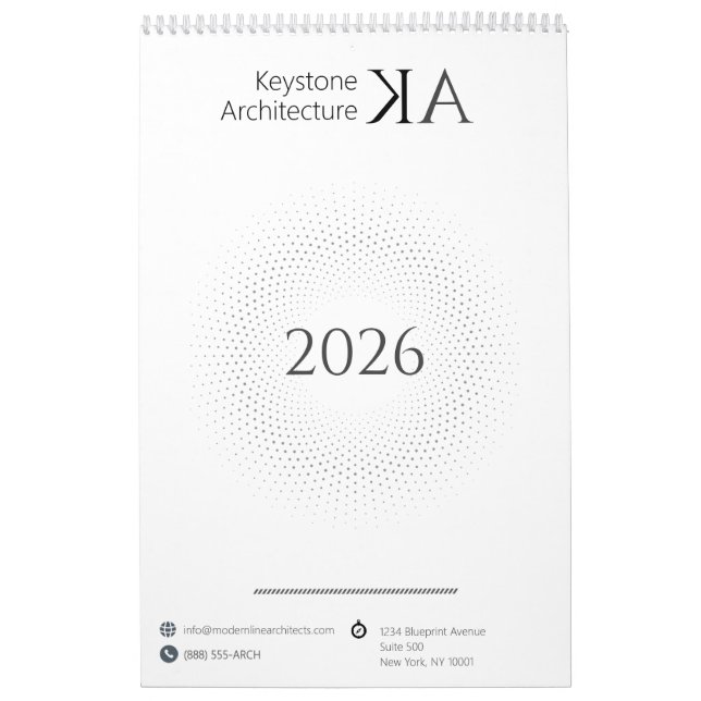 Minimalistisch Architekt Modernes B&W 2026 Kalender (Titelbild)