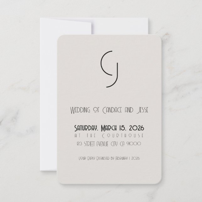Minimalistisch Art Deco Hochzeit Speichern Sie das Save The Date (Vorderseite)