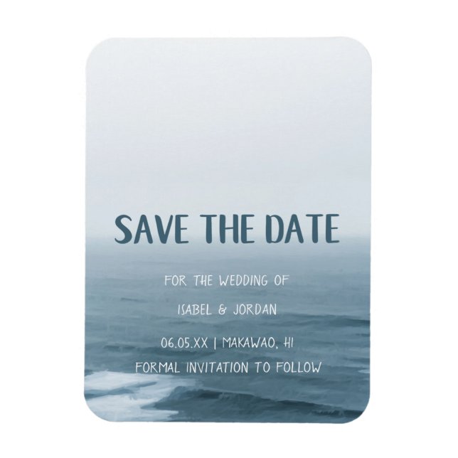 Minimalistisch Art Waves Beach Hochzeit Save the D Magnet (Vertikal)