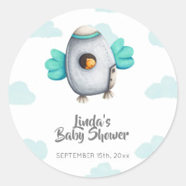 Minimalistisch Astronaut Bird Baby Dusche Gefallen Runder Aufkleber