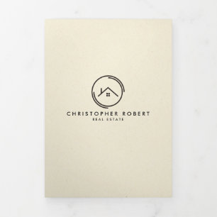 Minimalistisch-Aus-Weiß-Faltenkarte des realen Anw Dreifach Gefaltete Karte