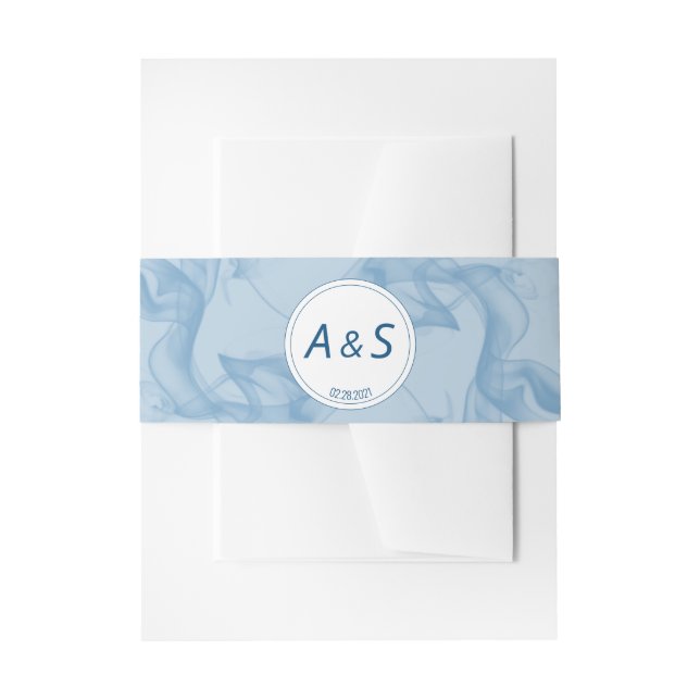 Minimalistisch Baby Blue Initials Date Wedding Einladungsbanderole (Vorderseite Beispiel)