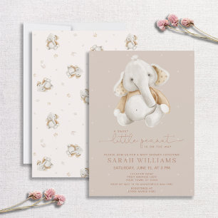 Minimalistisch Baby Elephant Brown Babydusche Einladung
