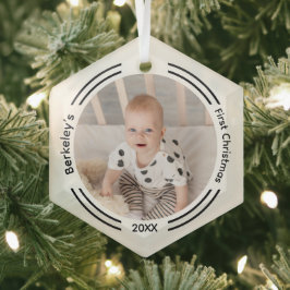 Minimalistisch Baby Foto Erste Weihnachten Ornament Aus Glas