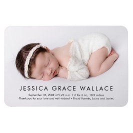 Minimalistisch Baby Girl Name Foto Geburtsankündig Magnet