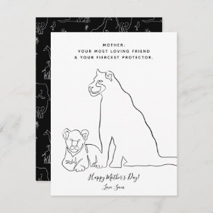 Minimalistisch Baby Lion Line Art Mother Day Card