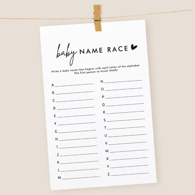 Minimalistisch Baby Name Race A - Z Game (Von Creator hochgeladen)