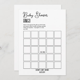 Minimalistisch Baby Shower Bingo Einladung
