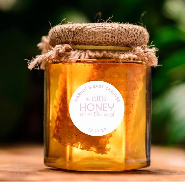 Minimalistisch Baby Shower Honey Classic Round Sti Runder Aufkleber (Von Creator hochgeladen)