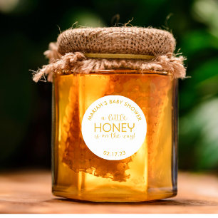 Minimalistisch Baby Shower Honey Classic Round Sti Runder Aufkleber