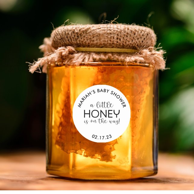 Minimalistisch Baby Shower Honey Classic Round Sti Runder Aufkleber (Von Creator hochgeladen)