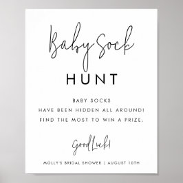 Minimalistisch Baby Showgame Baby Sock Hunt Poster