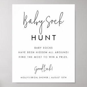 Minimalistisch Baby Showgame Baby Sock Hunt Poster