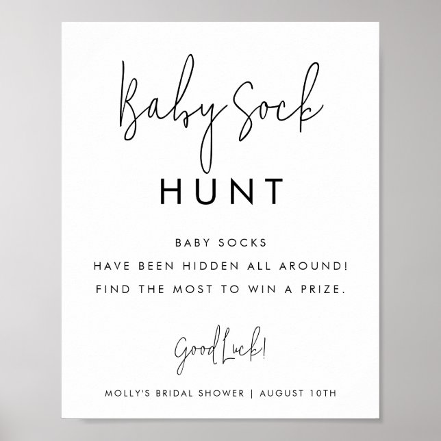 Minimalistisch Baby Showgame Baby Sock Hunt Poster (Vorne)