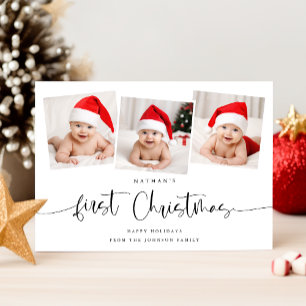 Minimalistisch Baby's First Christmas 3 Foto Niedl Feiertagskarte