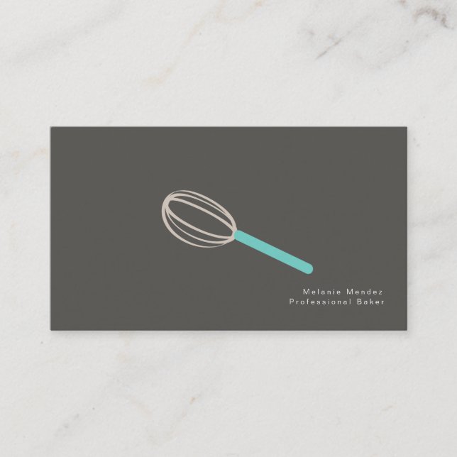 Minimalistisch Baker Cake Whisk Logo Bakery Visitenkarte (Vorderseite)