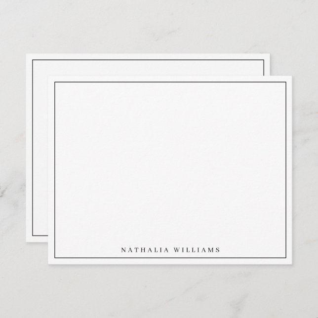 Minimalistisch Basic Personalize Black Stationery Mitteilungskarte (Vorne/Hinten)