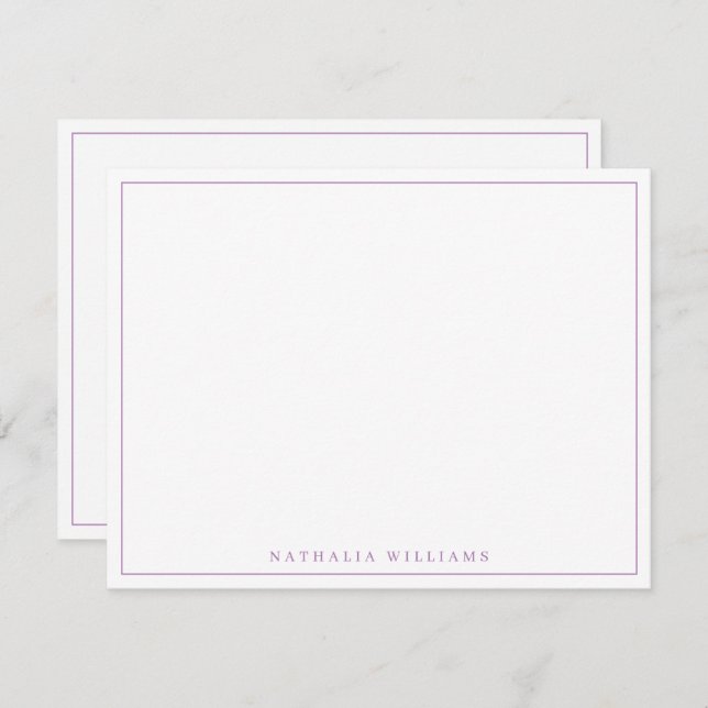 Minimalistisch Basic Personalize Lavender Statione Mitteilungskarte (Vorne/Hinten)