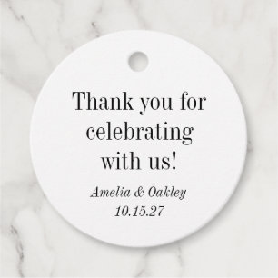 Minimalistisch Basic White Elegant Wedding Vielen Geschenkanhänger