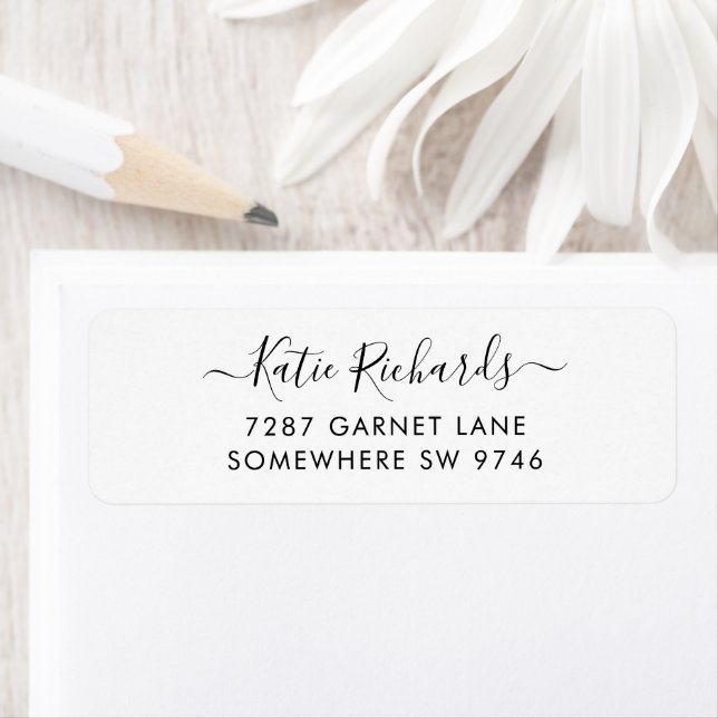 Minimalistisch Basic White Script-Label (Insitu)