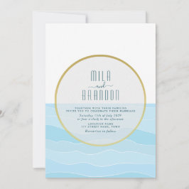 Minimalistisch Beach Hochzeit in Urlaubsort Einladung