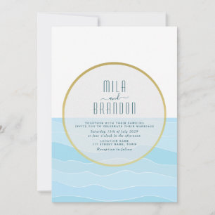 Minimalistisch Beach Hochzeit in Urlaubsort Einladung