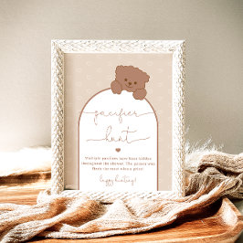 Minimalistisch Bear Baby Dusche Schnuller Jagdspie Poster