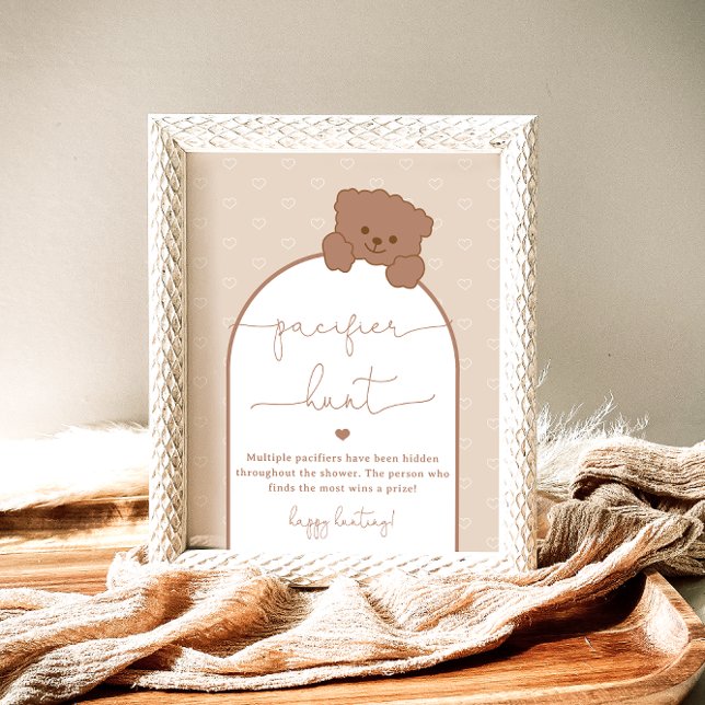 Minimalistisch Bear Baby Dusche Schnuller Jagdspie Poster (Von Creator hochgeladen)