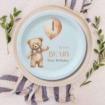 Minimalistisch Bear Blue Boy Beary 1. Geburtstag
