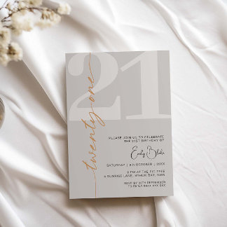 Minimalistisch Beige 21. 21. Geburtstag Party Einladung