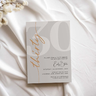Minimalistisch Beige 30. Geburtstagsfeier Party Ei Einladung