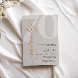 Minimalistisch Beige 70. Geburtstagsparty Einladung